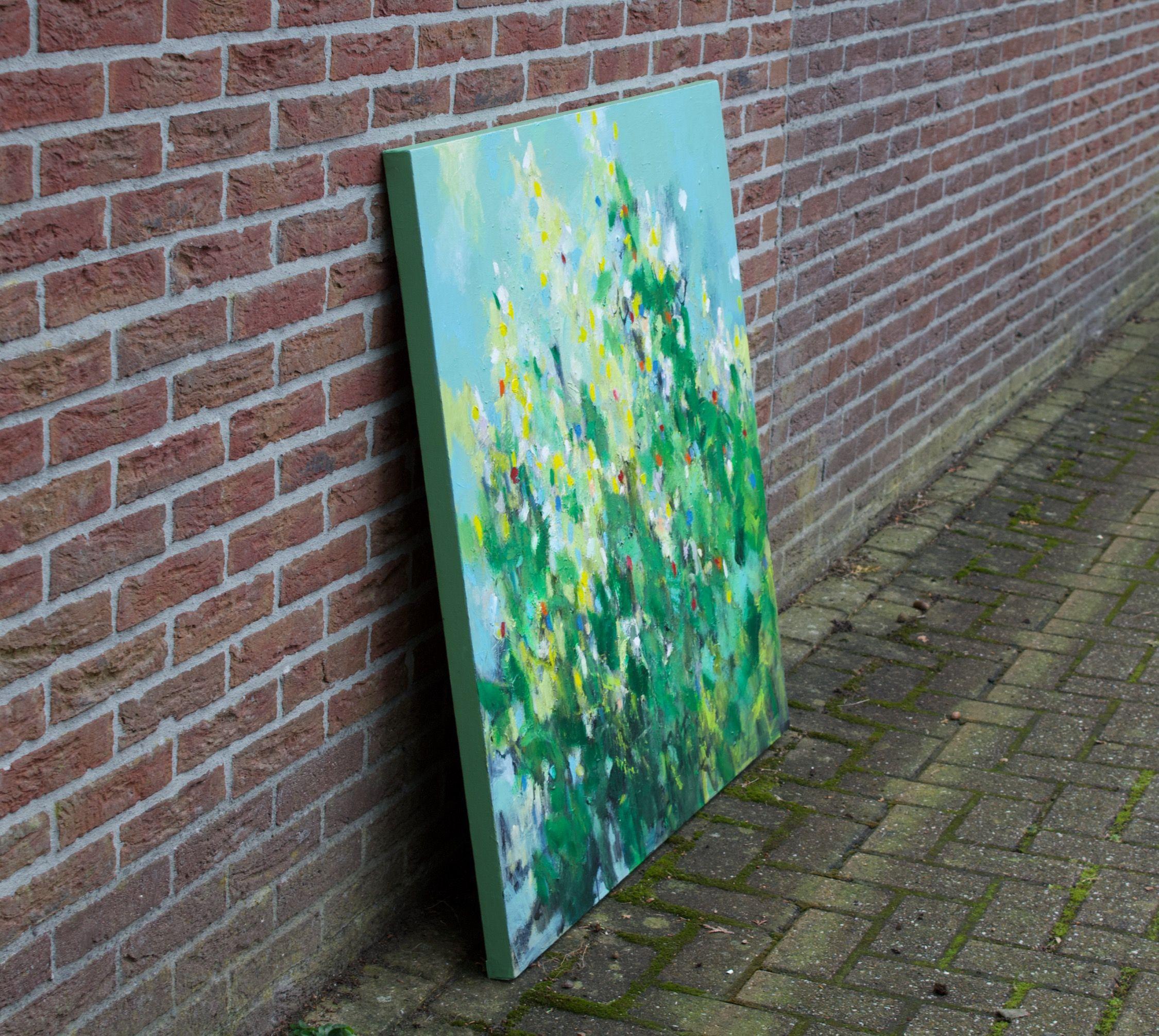 Yellow fields in Spring, Painting, Acrylic on Canvas For Sale 2