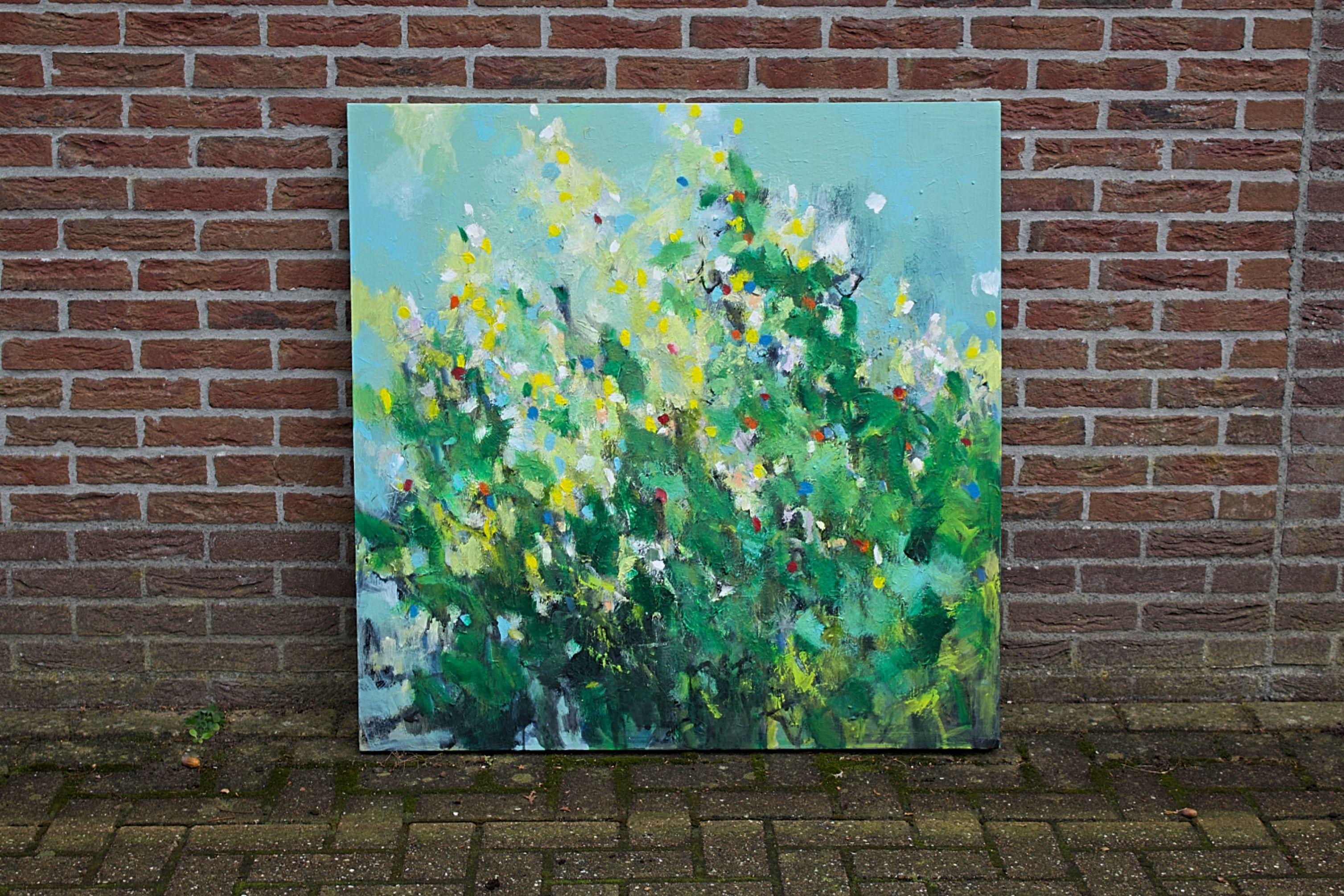 Yellow fields in Spring, Painting, Acrylic on Canvas For Sale 4