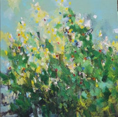 Yellow fields in Spring, Painting, Acrylic on Canvas