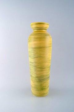 Gefle, Bo Fajans Floor Vase in Modern Design, Yellow-Glazed, Marked, 1950s-1960s