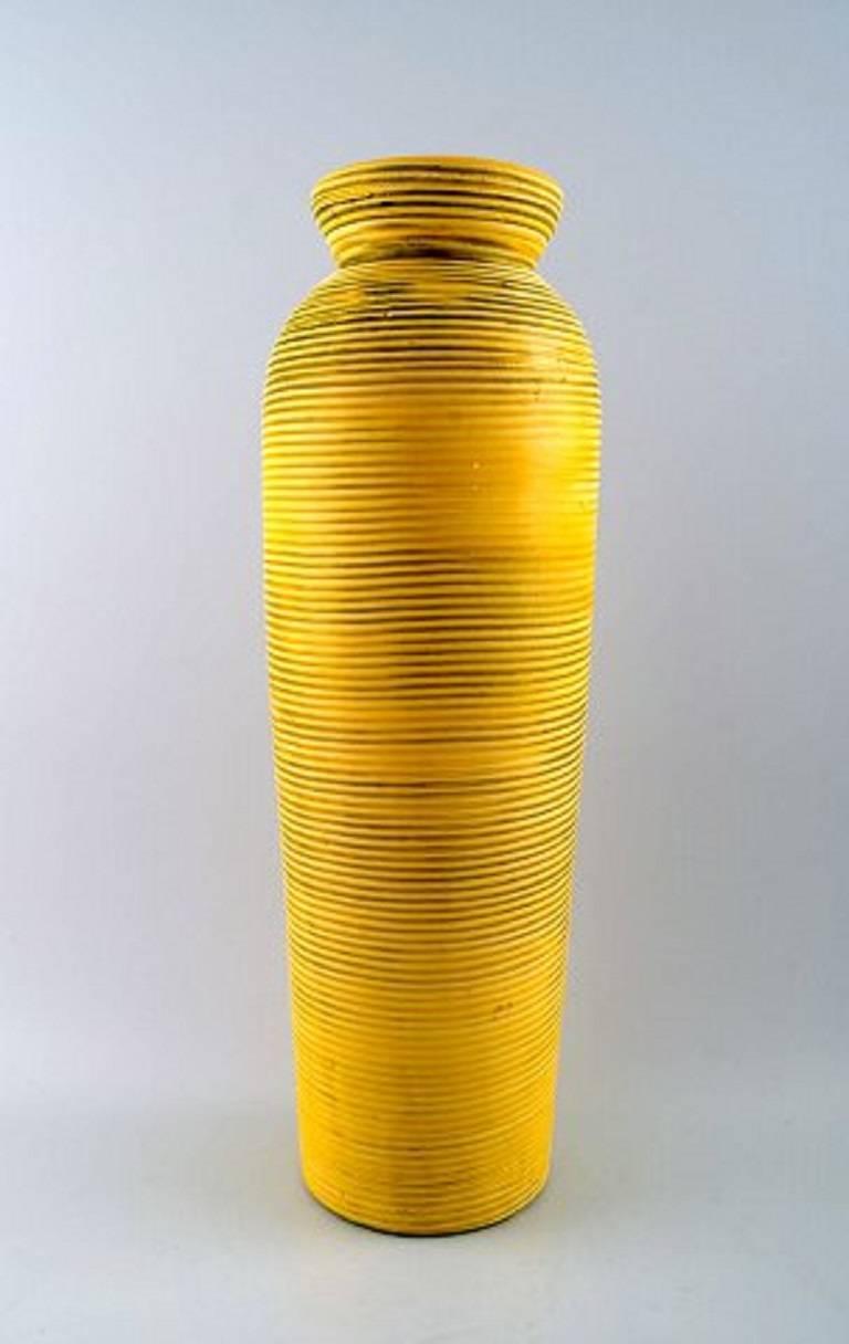Gefle, Bo Fajans Floor Vase in Modern Design, YellowGlazed, Marked