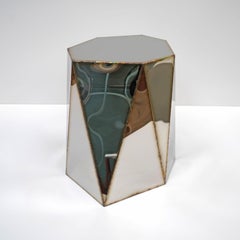 Geiger Side Table in Welded Mirror-Polished Stainless Steel by Julian Mayor