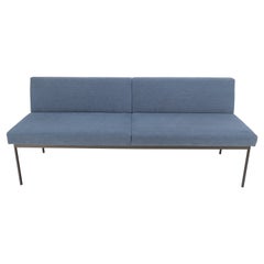 Geiger Tuxido Lounge Sofa Couch Bench Seating Blue Upholstery Black Frame Mint