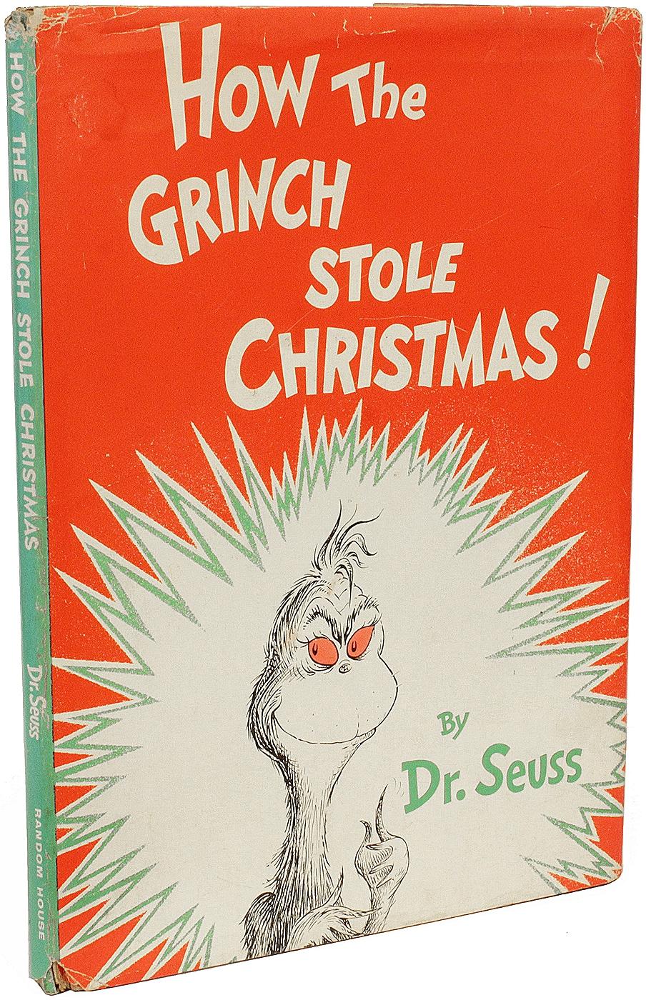AUTHOR: GEISEL, Theodore: (Dr. Seuss). 

TITLE: How The Grinch Stole Christmas. NY: Random House, 1957.

DESCRIPTION: FIRST EDITION PRESENTATION COPY. 1 vol., inscribed by Seuss on the verso of the front endleaf 