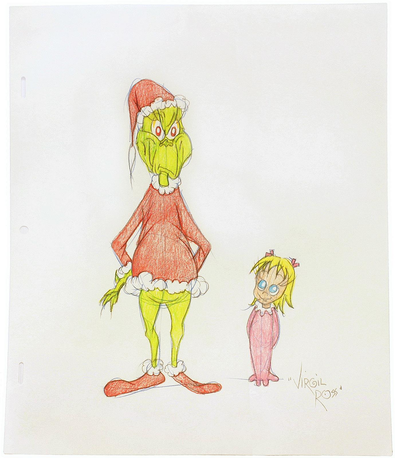 Fin du 20e siècle GEISEL - Suess - Virgil Ross - DRAWING ORIGINAL DE LA GRINCH ET CINDY LOU WHO ! en vente