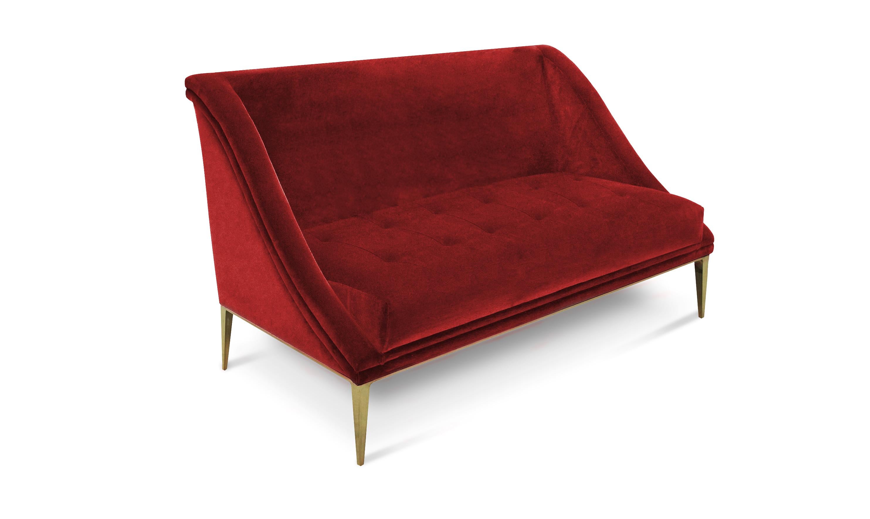 Designed to perform in a matter that indulges the eyes, the Geisha‘s curves grace a room with the extravagance and poise of a Kyoto Geisha. This fully upholstered tight back sofa is wrapped with a chic metal band leading to modern and sleek metal