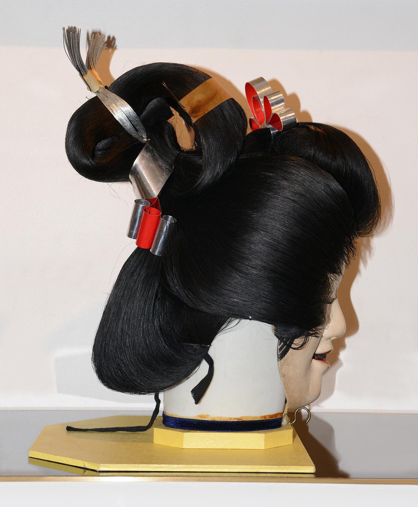 Japanese Geisha Wig & Nô Theater 1 Mask For Sale