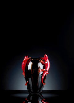 Geko Vase Small, Small Vase in Glass with 2 Gekos, Italy