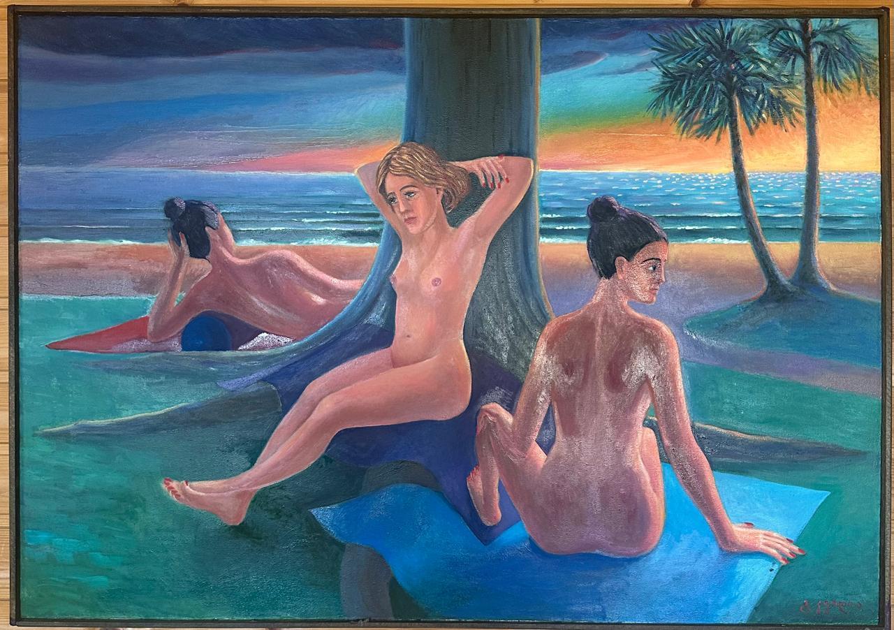 Zeitgenössische georgische Kunst von Gela Keidia - Bei Sonnenuntergang im Angebot 1