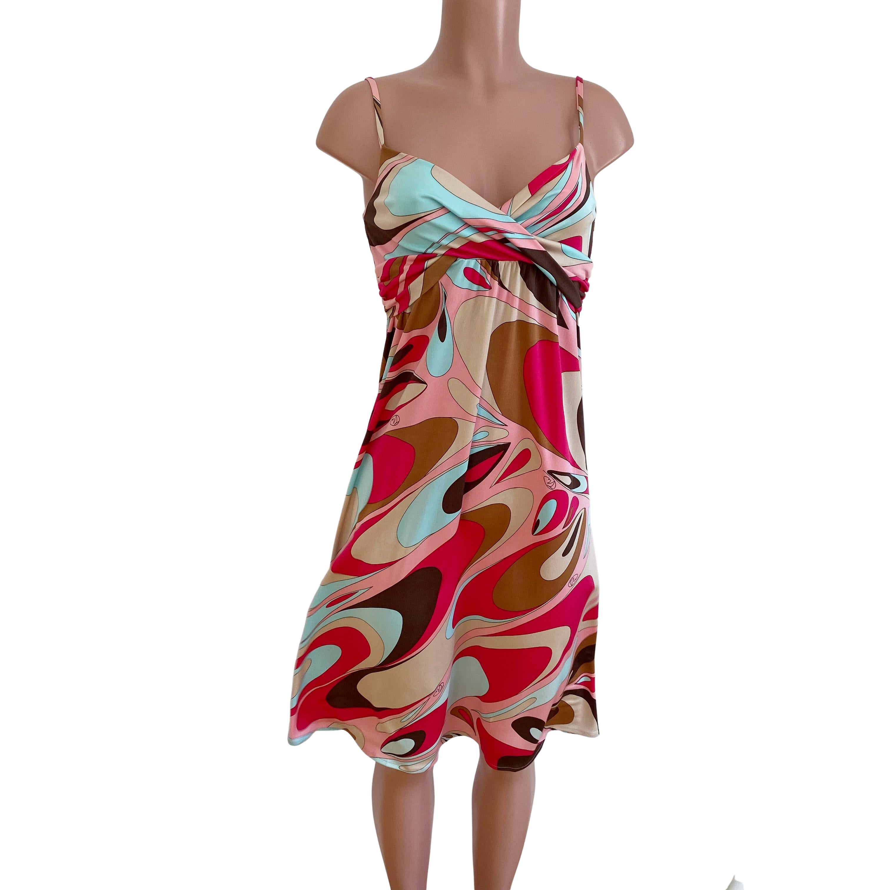 Twist front slip dress with adjustable shoulder straps for a perfect, flattering fit.
Gelato swirl print in pink, mocha and mint.
Approximately 46