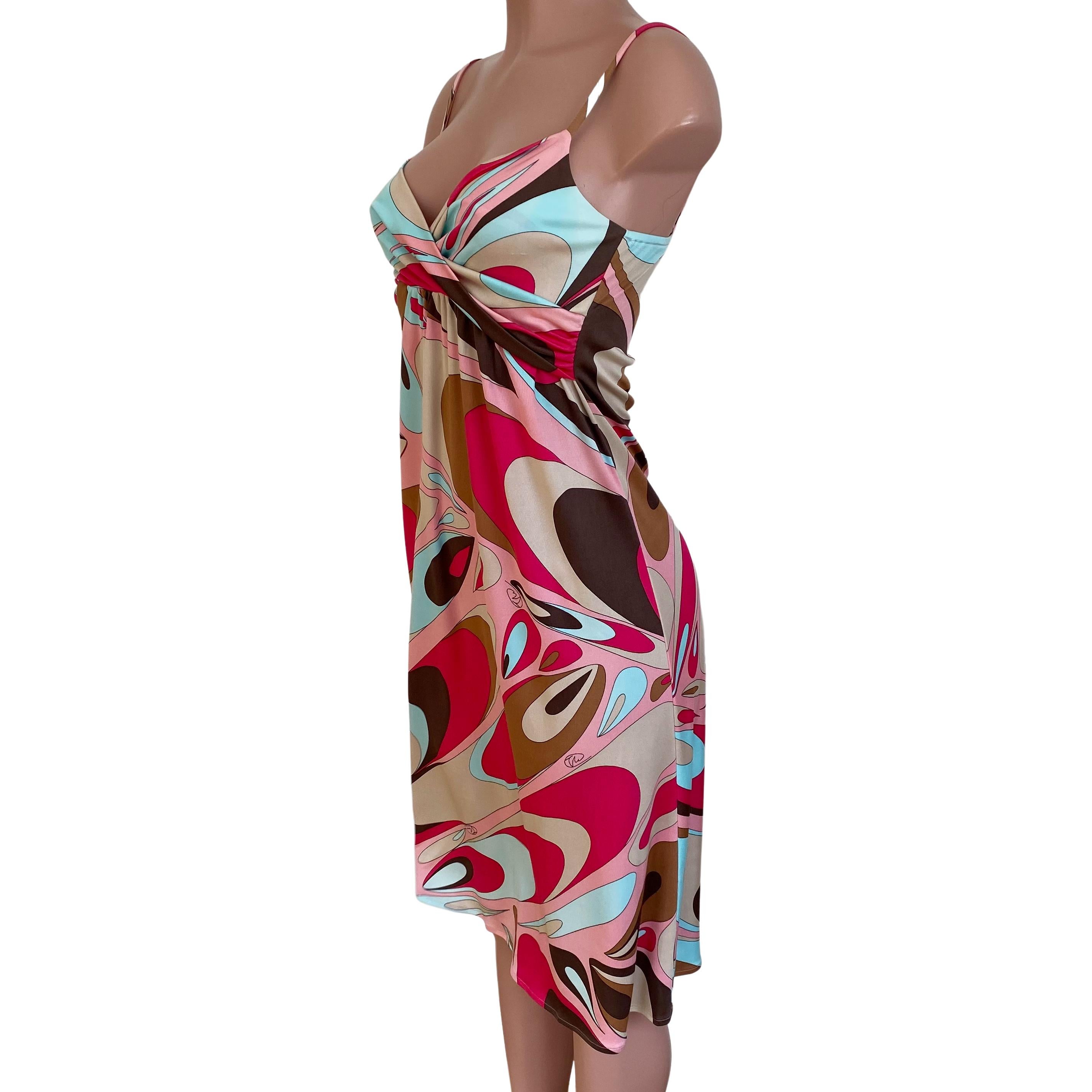 Brown Gelato Swirl FLORA KUNG Silk Jersey Midi Cami Dress NWT For Sale