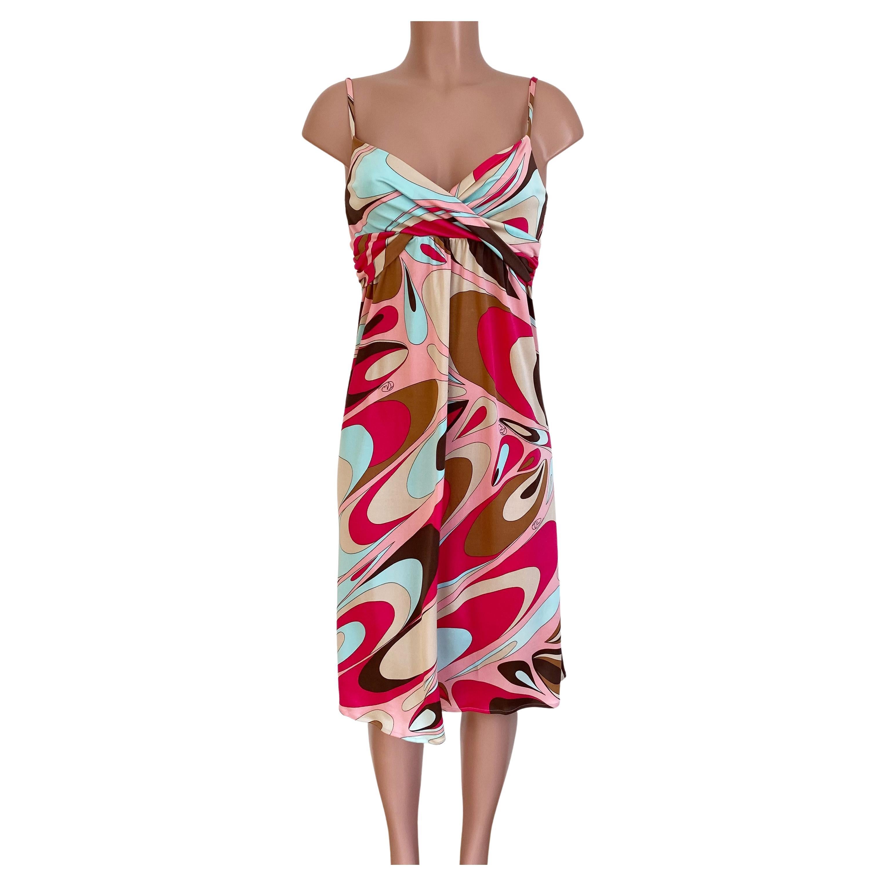 Gelato Swirl FLORA KUNG Silk Jersey Midi Cami Dress NWT For Sale