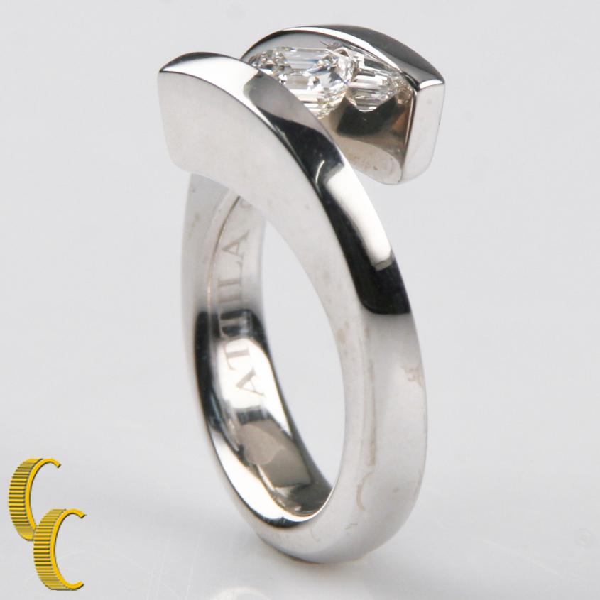 Anillo de compromiso solitario Gelin Abaci Tension Collection Diamante Oro 14 Kilates Corte Asscher en venta