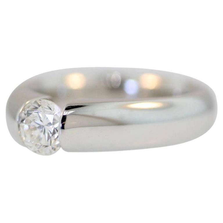Gelin Abaci Tension Set Diamond Solitaire Ring 14 Karat White Gold .60 Carat For Sale