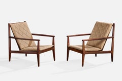 Gelli, Lounge Chairs, Wood, Fabric, Brazil, 1960s