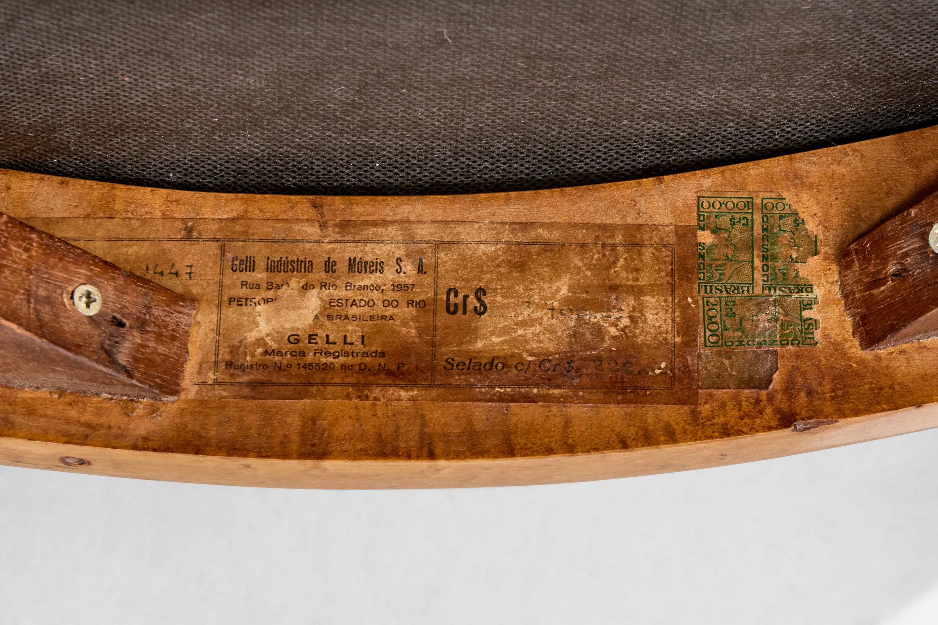 Gelli Móveis, Sedia da salotto con ottomana, Wood, Fabrice, Brasile, anni '50 in vendita 13