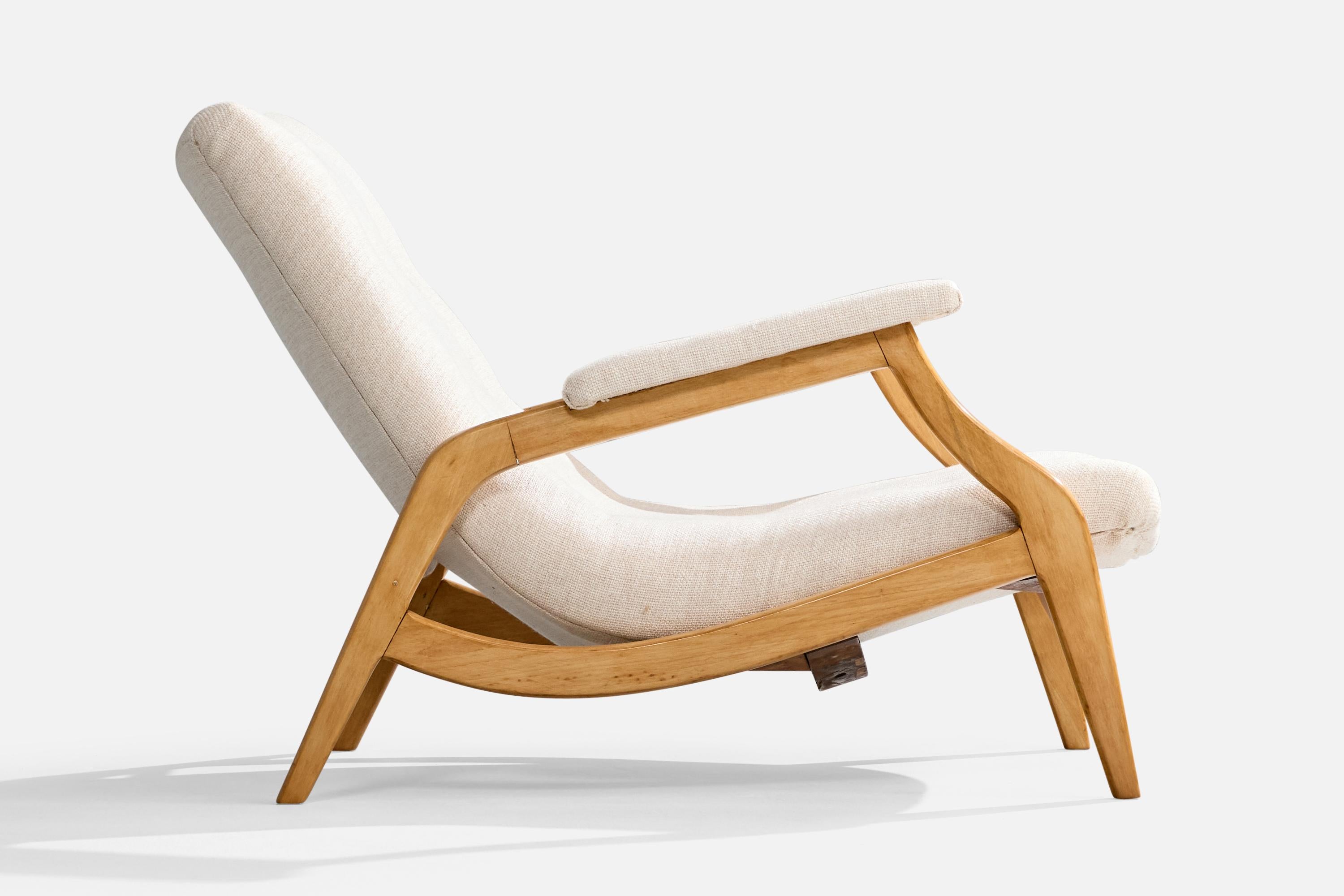 Tessuto Gelli Móveis, Sedia da salotto con ottomana, Wood, Fabrice, Brasile, anni '50 in vendita