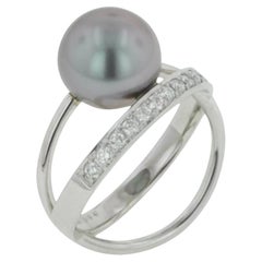 Gellner Bague en or blanc 18 carats avec perle noire de Tahiti et diamants