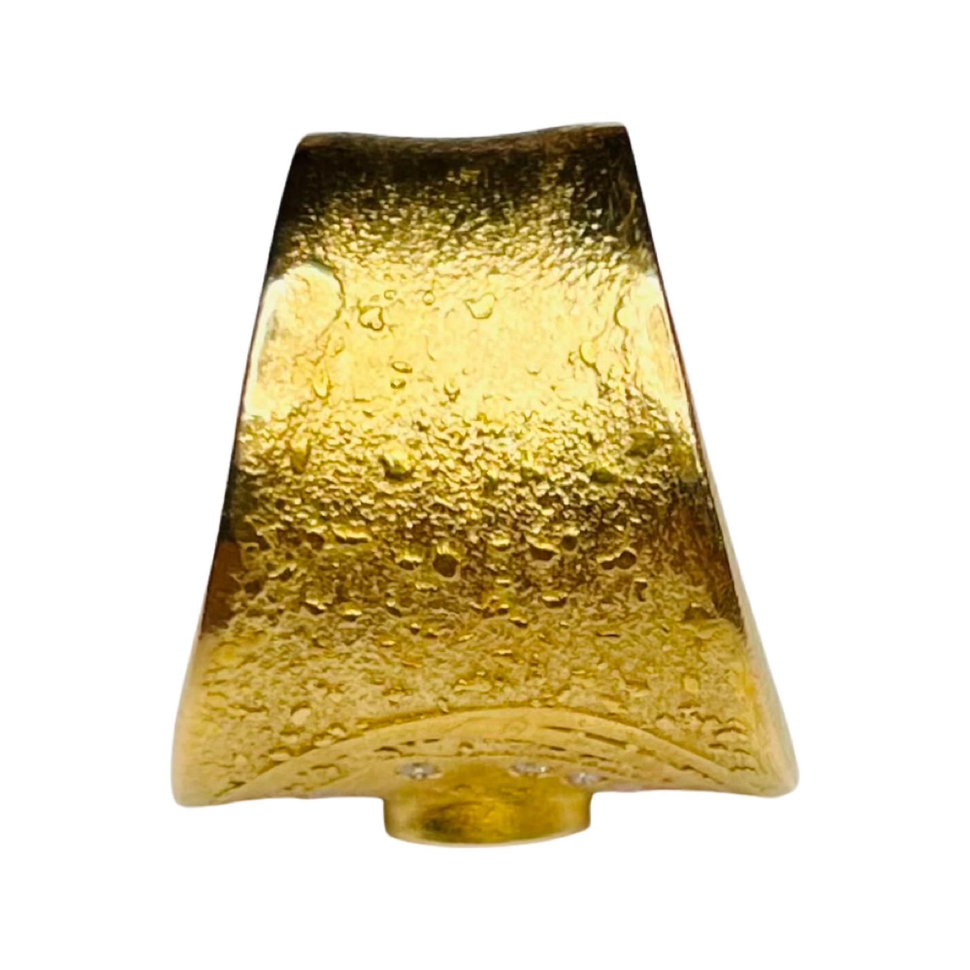 Round Cut Gellner 18K Yellow Diamond Cigar Band Handmade Ring For Sale