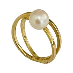 Gellner 18KY Gold Japanese Akoya Pearl Ring