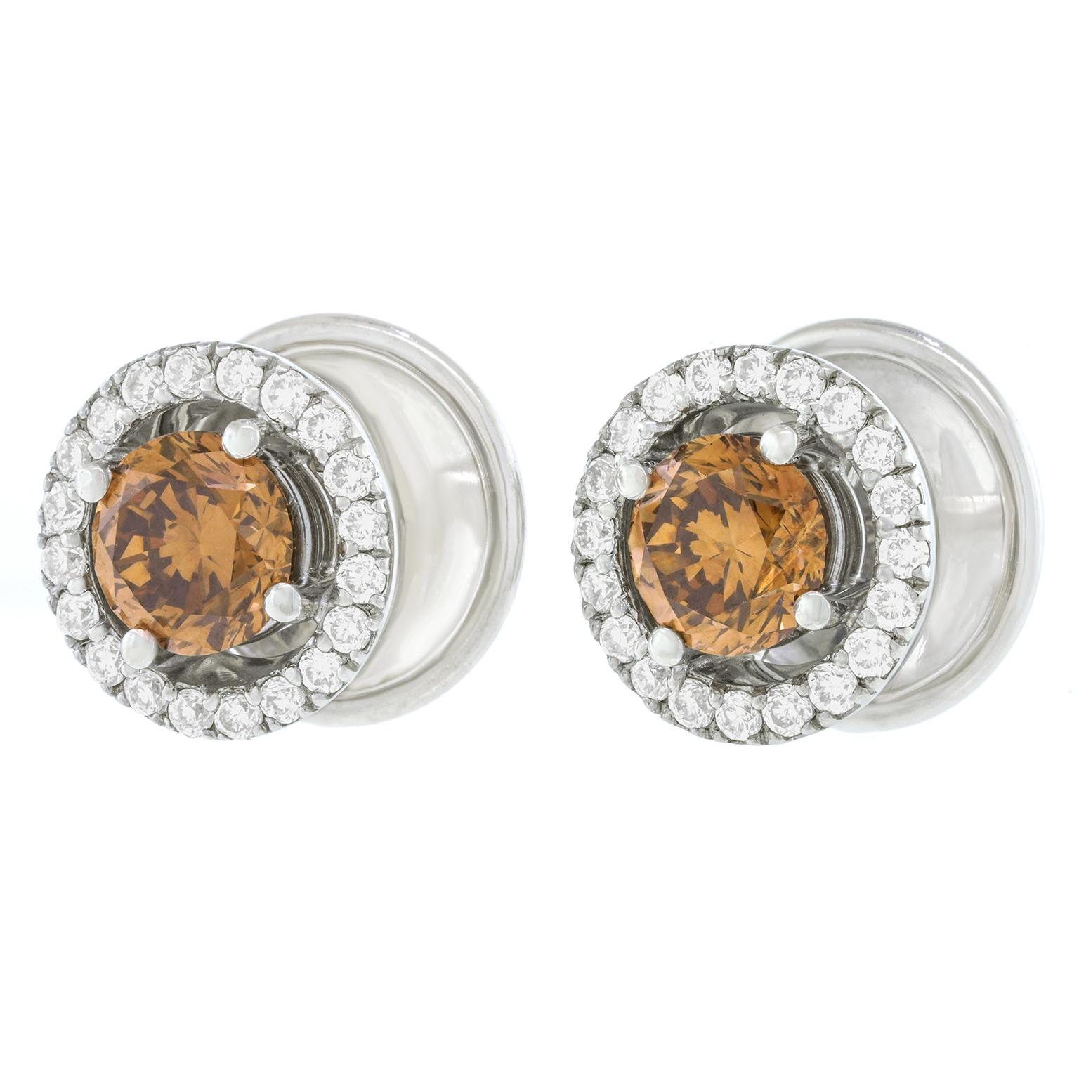 Gellner Fancy Brown Diamond and South Sea Pearl Earrings 18k For Sale 1