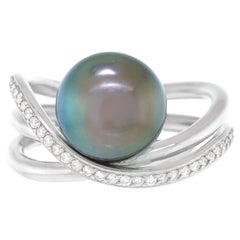 Gellner Tahitian Black Pearl and Diamond Ring