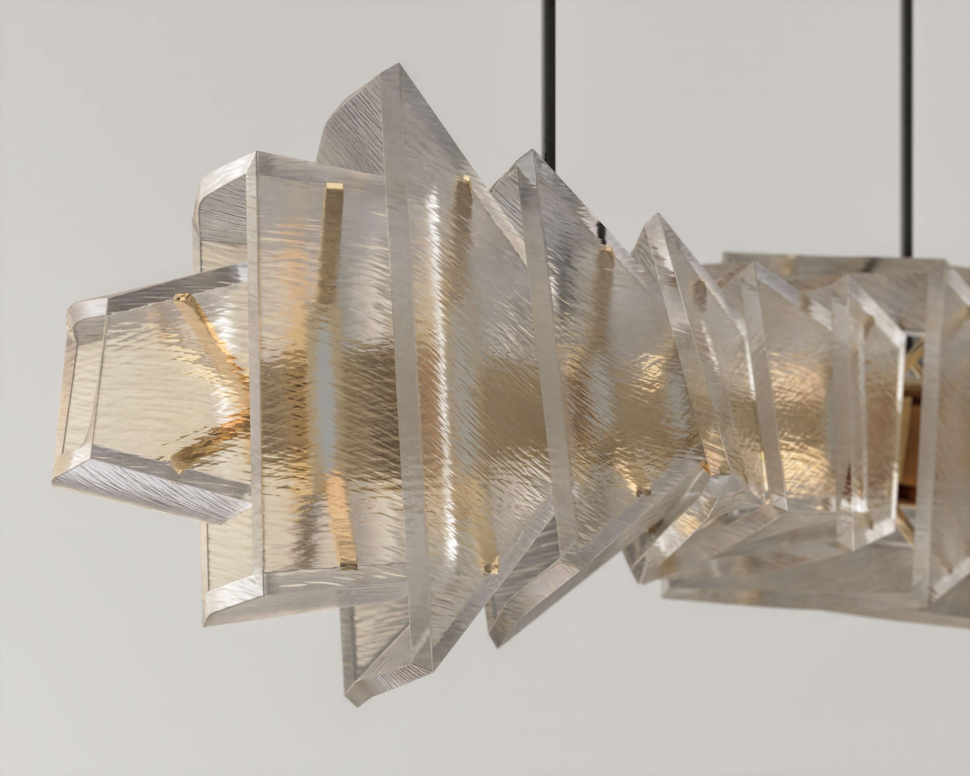 Gellus Chandelier in Textured Glass by Palena Furniture  In New Condition For Sale In Istanbul, TR