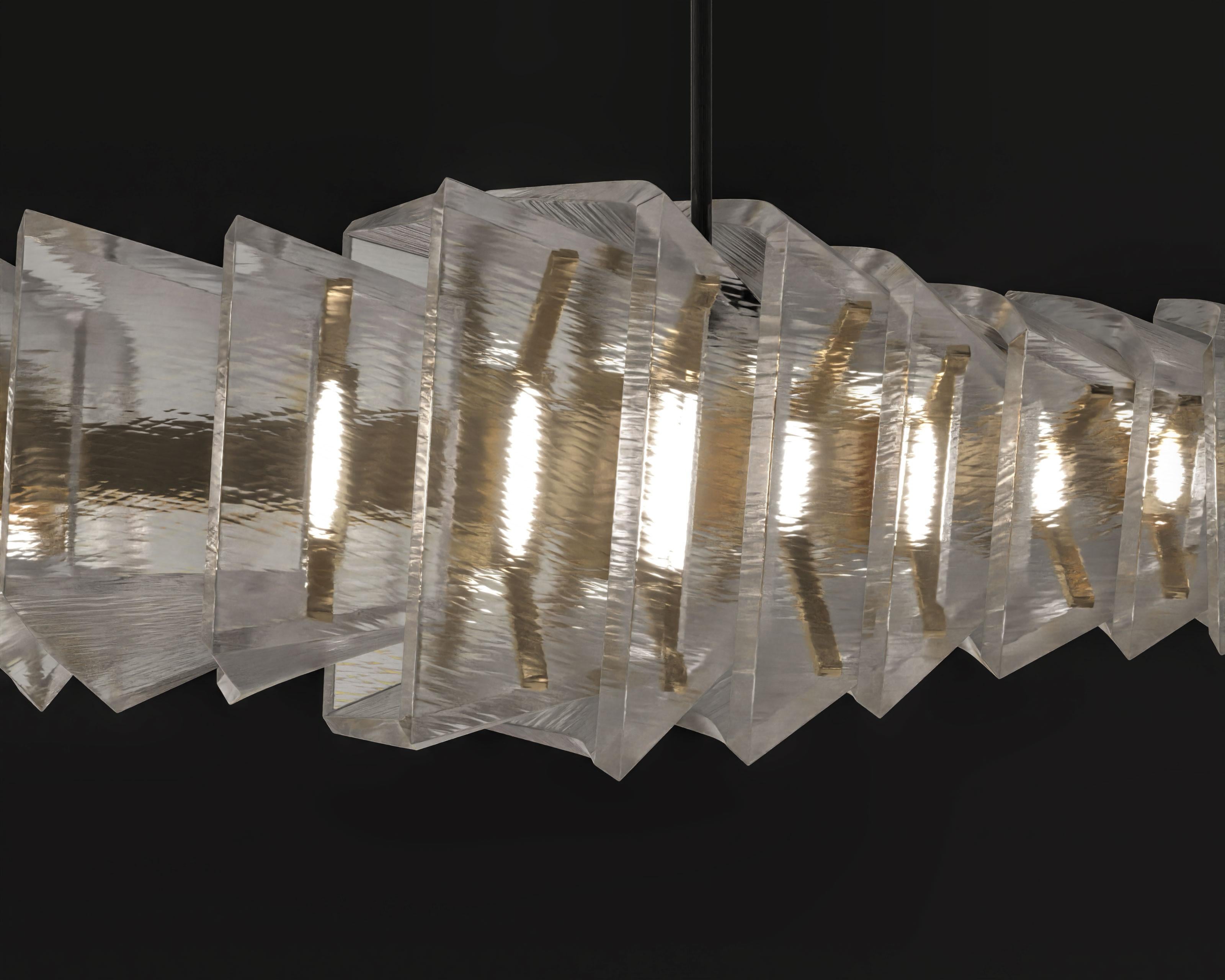 Gellus Chandelier in Textured Glass by Palena Furniture  For Sale 1