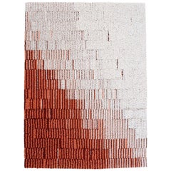 Tapis Gelosie corail et écru 100 % laine par Portego / Extra Large