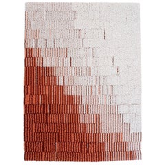 Gelosie Coral and Ecru Rug 100% Wool by Portego