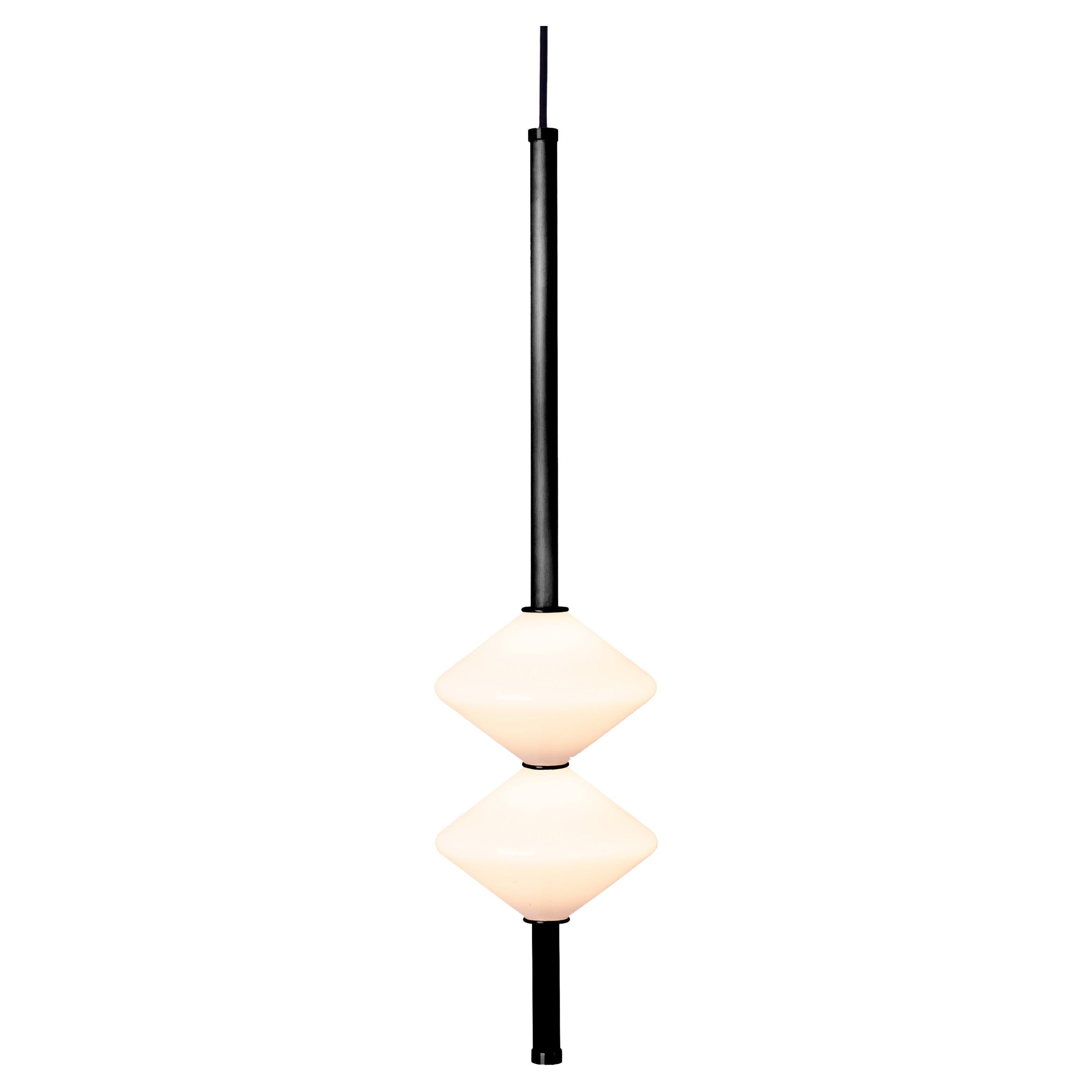 Gem 2 Pendant with Hand-Blown Glass, Vertical For Sale