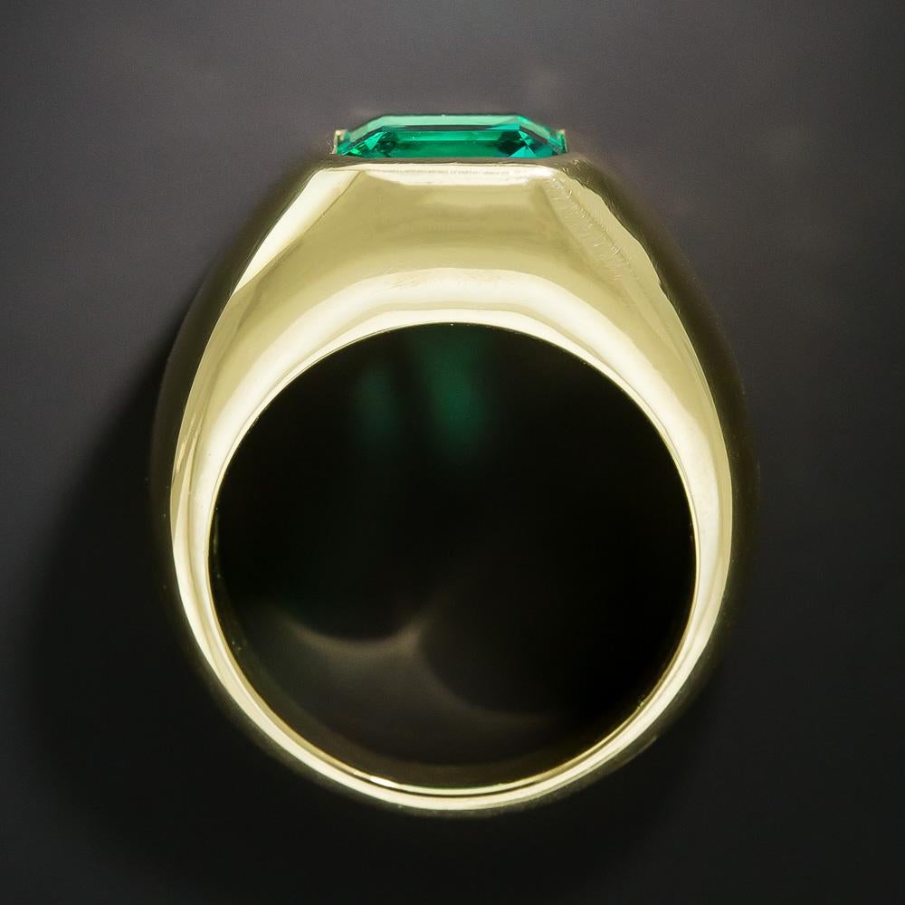 Emerald Cut Gem 5.35 Carat Colombian Emerald Ring For Sale