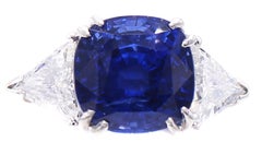 Gem 6.71 Sri Lanka No Heat Sapphire Diamond Platinum Ring