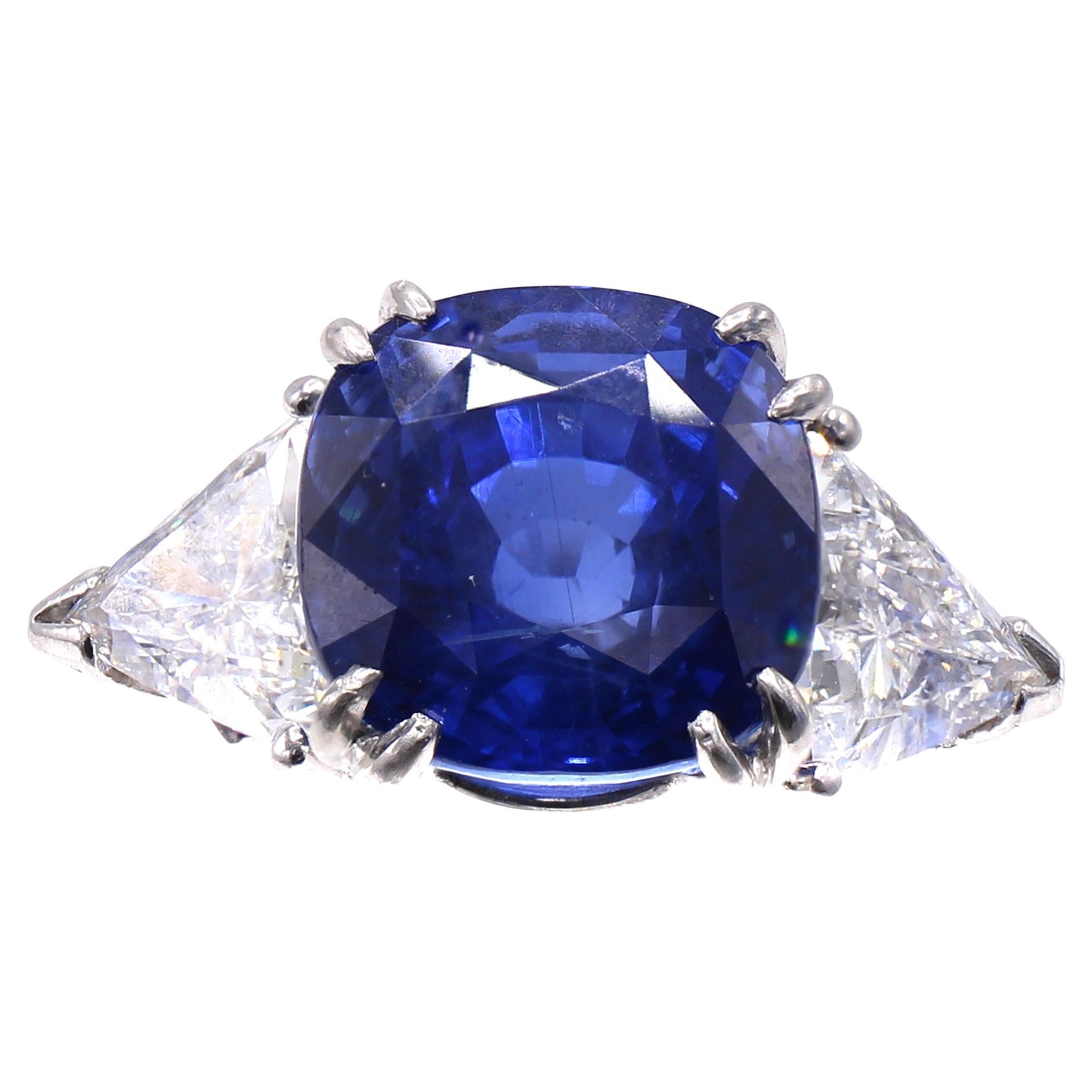 Taglio misto Gemma 6,71 Sri Lanka Senza calore Zaffiro Diamante Anello di platino in vendita