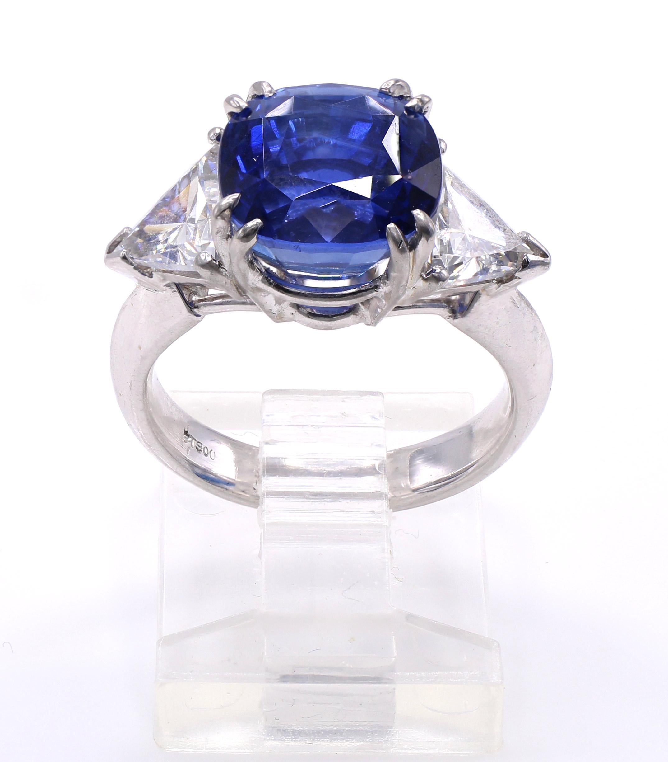 da uomo o donna Gemma 6,71 Sri Lanka Senza calore Zaffiro Diamante Anello di platino in vendita