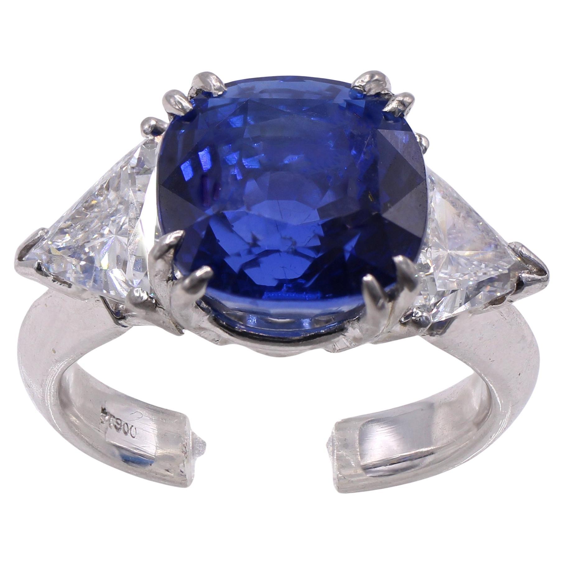 Gem 6.71 Sri Lanka No Heat Sapphire Diamond Platinum Ring