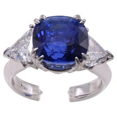 Gem 6.71 Sri Lanka No Heat Sapphire Diamond Platinum Ring