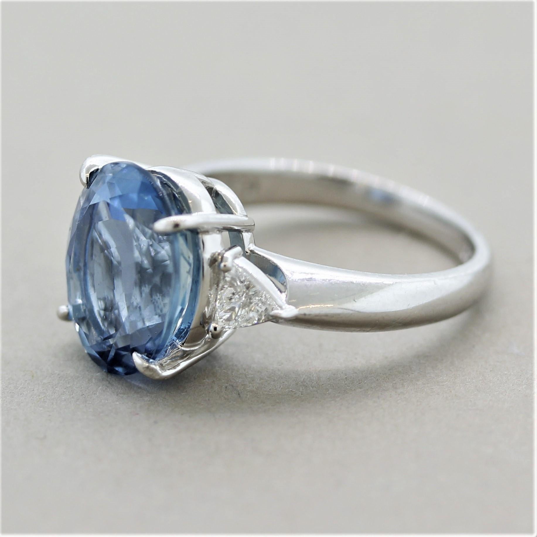 Mixed Cut Gem Aquamarine Diamond Platinum 3-Stone Ring For Sale