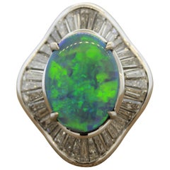 Anillo Cóctel Ópalo Australiano Diamante Platino Gema