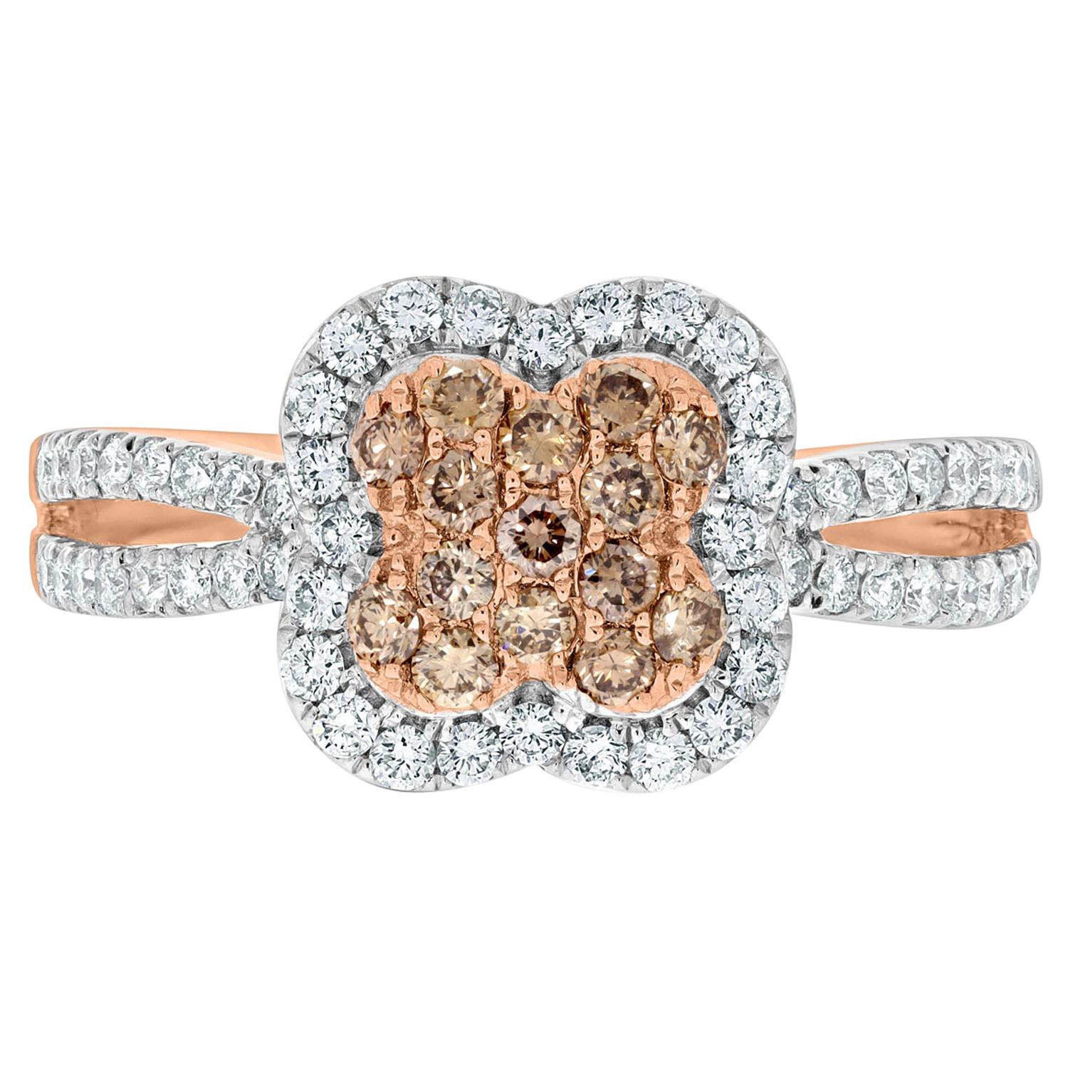 Gem Bleu 0.28 Carat Pink Diamonds Ring with 0.43 Carat Diamonds Set in 14K Gold