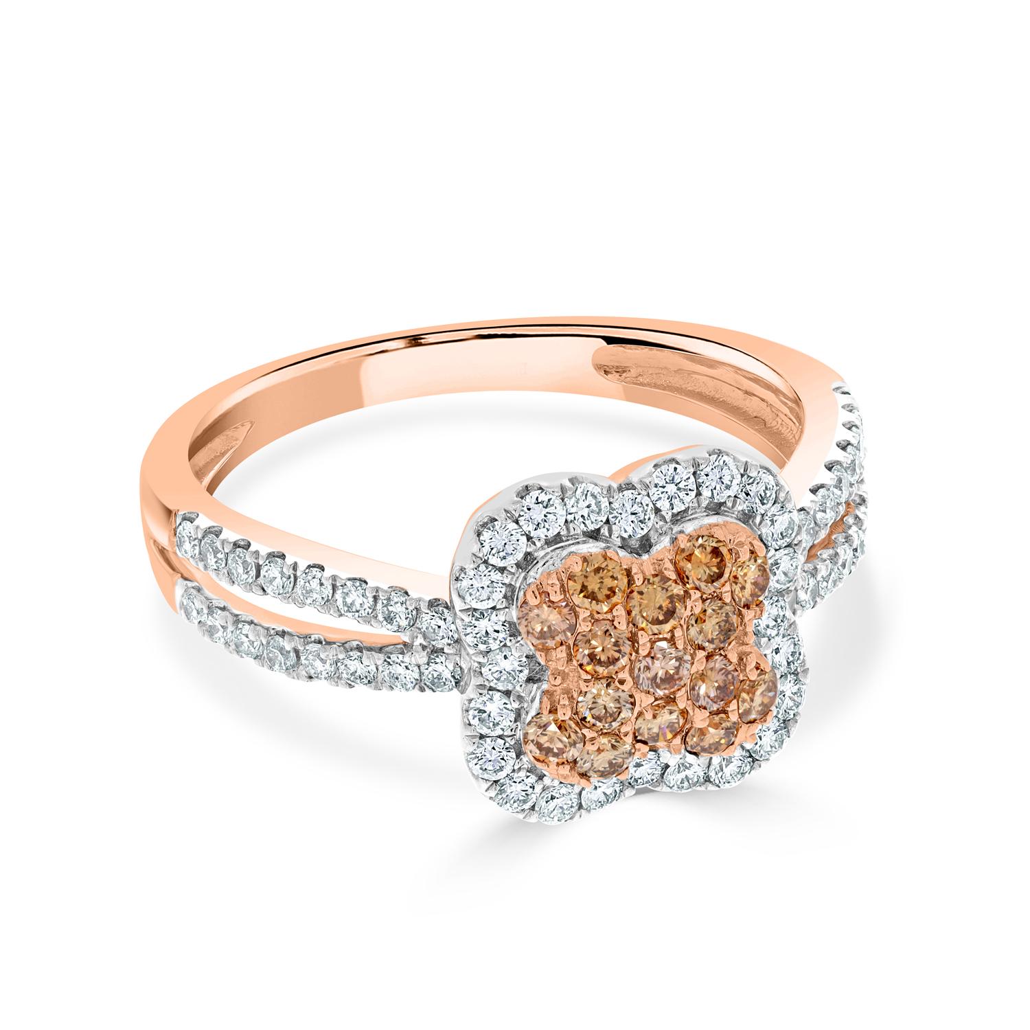 Modern Gem Bleu 0.28 Carat Pink Diamonds Ring with 0.43 Carat Diamonds Set in 14K Gold For Sale