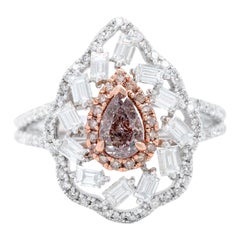 GEM BLEU 0.31ct Dark Pink Diamond Ring with 1.05ct Diamonds in 14K Two-Tone Gold
