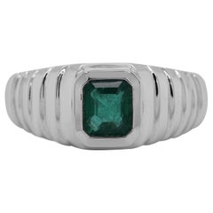 Gem Bleu 1.01 Carat Emerald Ring Set in 14 Karat White Gold