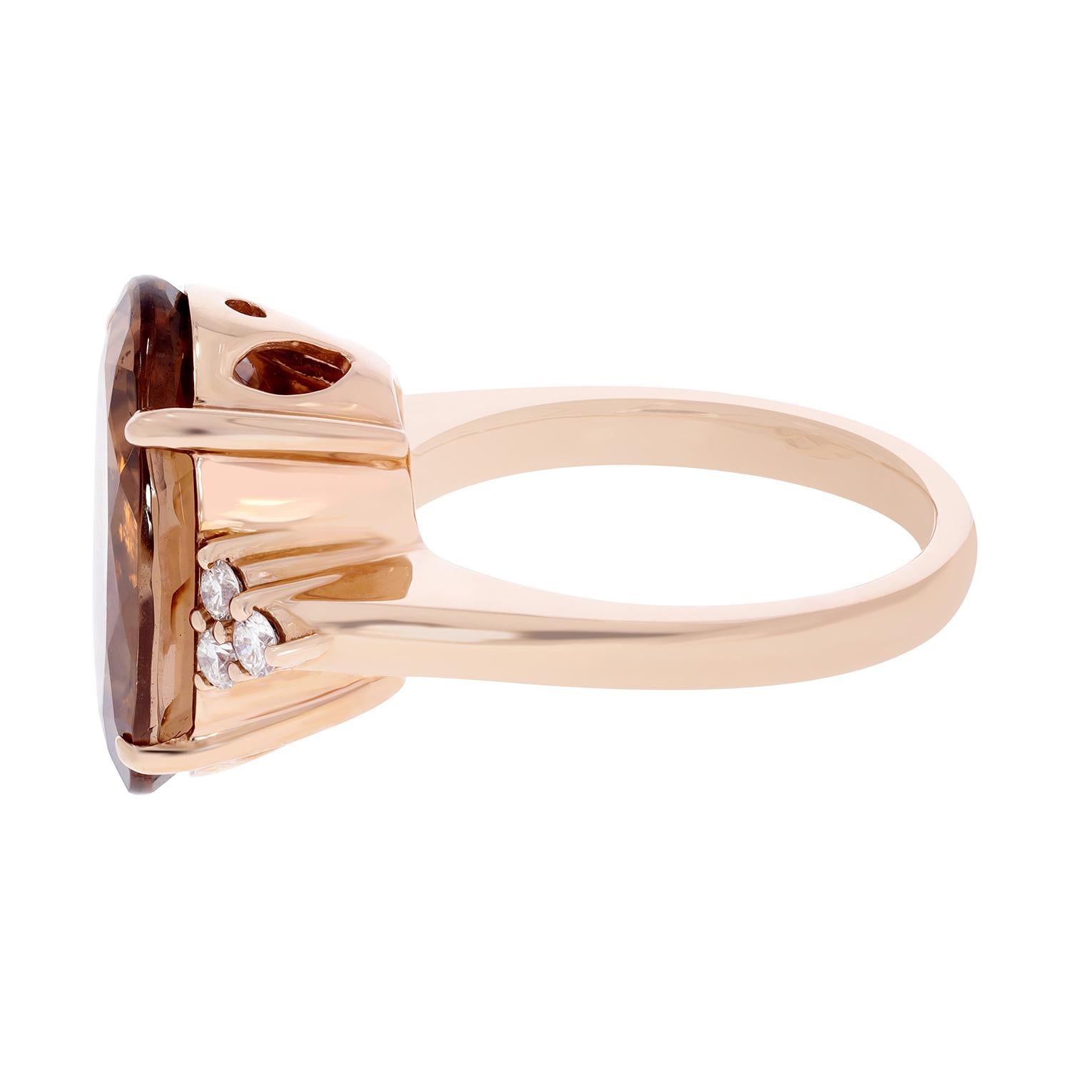 Modern Gem Bleu 16.21 Carat Pink Zircon Ring with 0.23tct Diamonds set in 14K Rose Gold