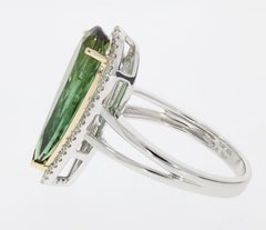 Gem Bleu 1.76 Carat Green Tourmaline Ring in 14 Karat Two-Tone Gold