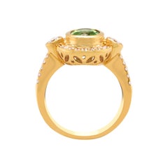 Gem Bleu 1.96ct Paraiba Tourmaline with 0.50ct Diamond Halo Ring in 18KY Gold