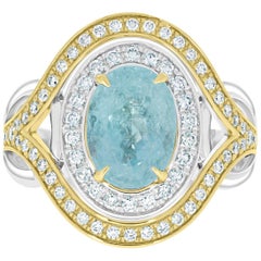 Gem Bleu 2.54ct Paraiba Tourmaline Ring with 0.59ct Diamond in 18K Two-Tone Gold