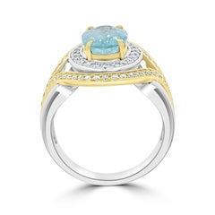 Gem Bleu 2.54ct Paraiba Tourmaline Ring with 0.59ct Diamond in 18K Two-Tone Gold