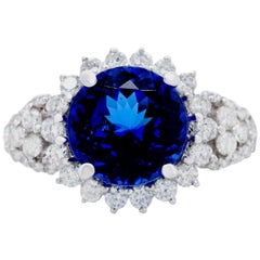 Bague Gem Bleu en or blanc 14 carats avec tanzanite de 5,90 carats