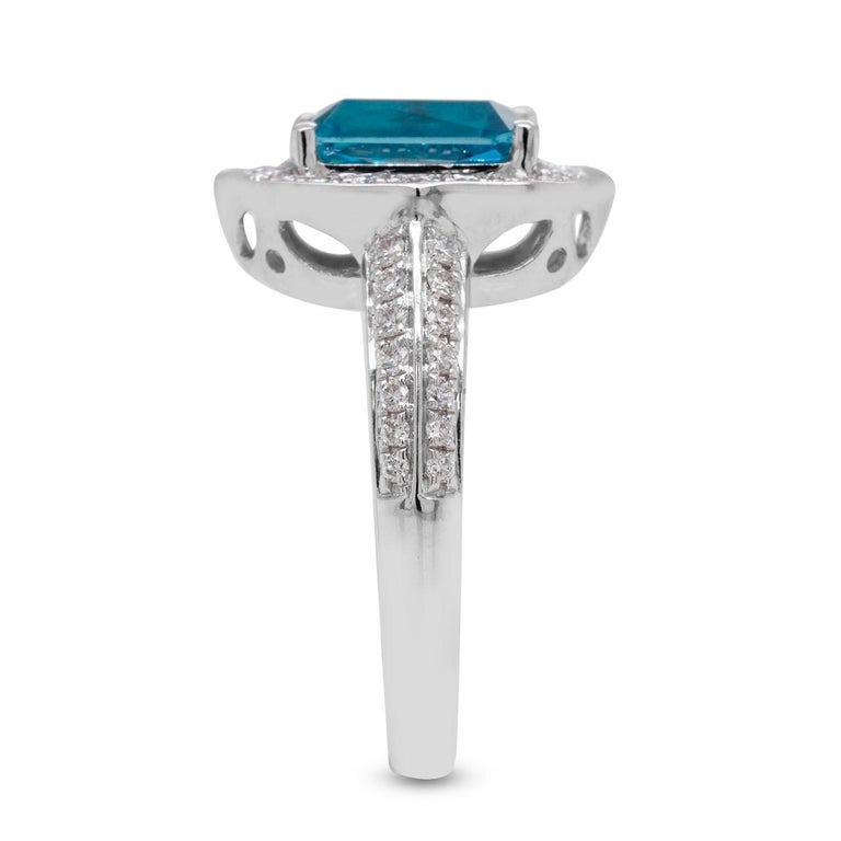 Gem Bleu Blue Zircon 4.08 Carat Emerald Cut Ring For Sale at 1stDibs